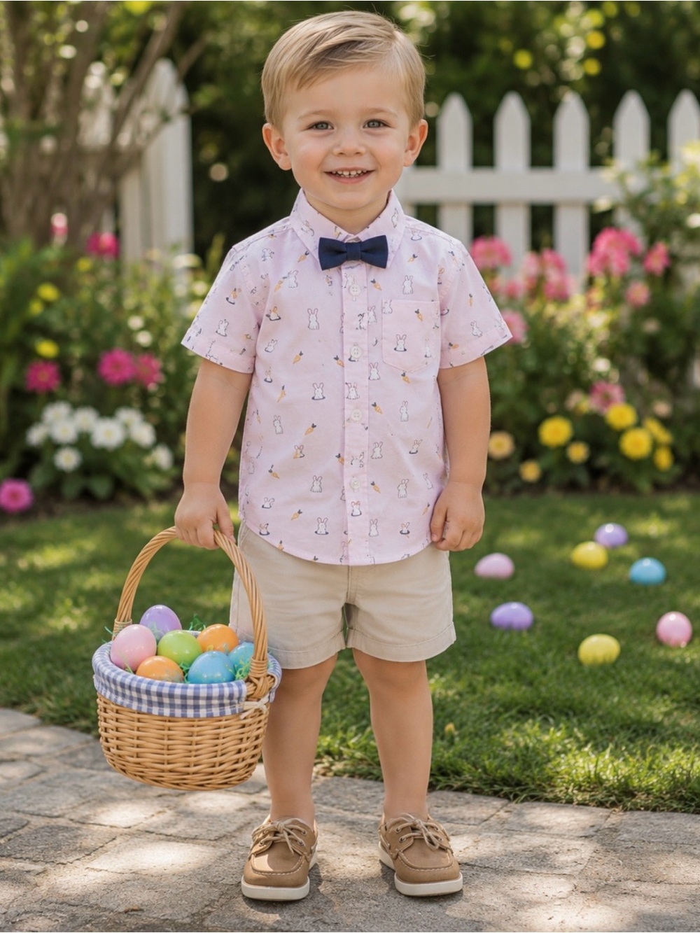 Buttons and Thread Boys Easter Shirt with Little Bow Tie